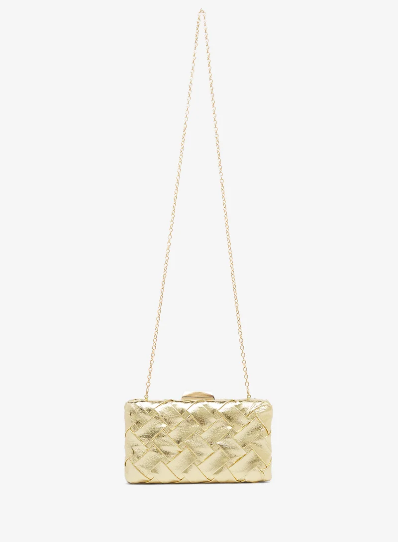 Glamorous GOLD Structured Woven Clutch Bag for Women | Best Price UAE