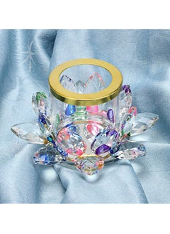 KASTWAVE Colorful Crystal Lotus Tealight Candle Holder Votive Candle Stand with Glass Cover, Glass Lotus Petal Tea Light Holder Lotus Flower Pillar Candle Lamp Candle Centerpiece for Dining Table Altar  - Image 5