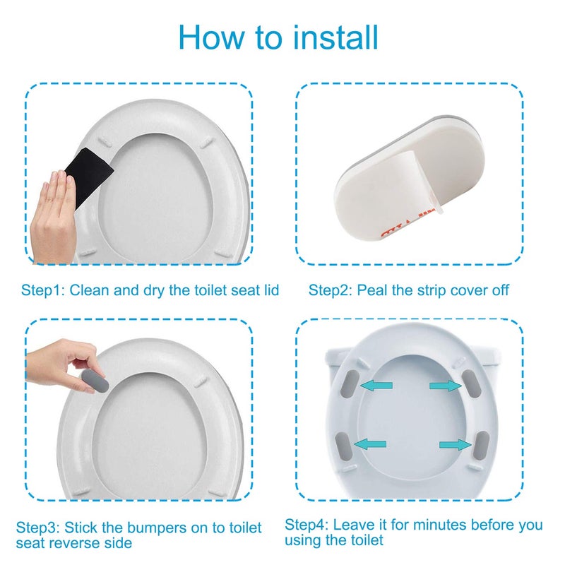 iFealClear 8 Pcs Universal Toilet Seat Bumpers for Bidet, Toilet Lid Rubber Bumpers for Changing Heights, Strong Adhesion Toilet Seat Bidet Buffer with 8 Extra Thickness Pads for Home, Hotel, Hospital - Image 5