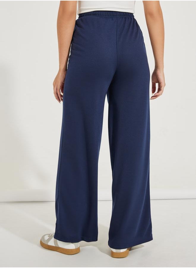 Styli - Solid Wide Leg Joggers with Elasticated Waist & Drawstrings - Image 1