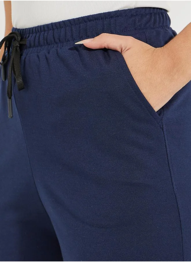 Styli Solid Wide Leg Joggers with Elasticated Waist & Drawstrings