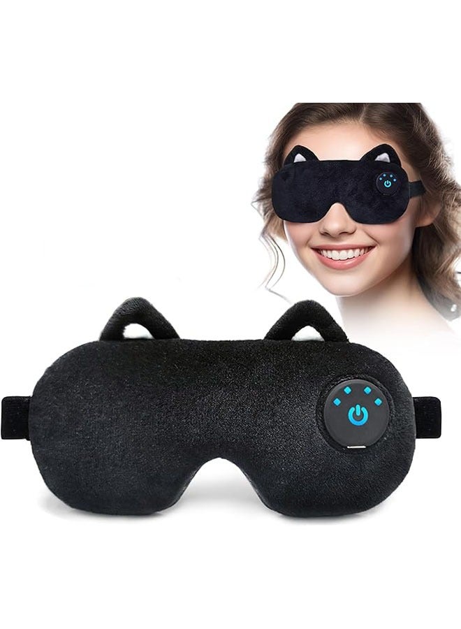 general Wireless charging heated eye mask, cute black cat shape, with battery indicator, with sound prompt to relieve dry eyes - Image 1
