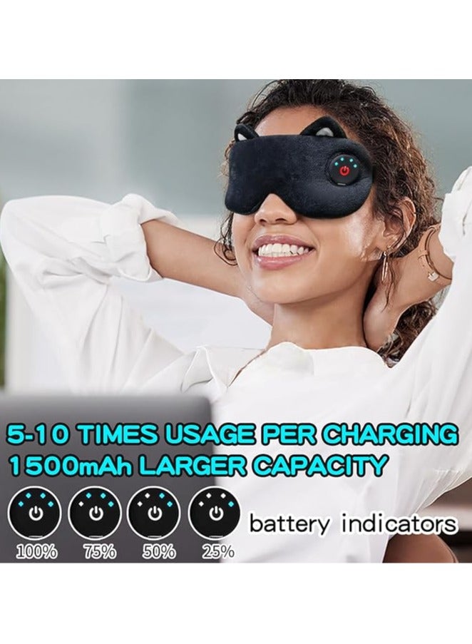 general Wireless charging heated eye mask, cute black cat shape, with battery indicator, with sound prompt to relieve dry eyes - Image 3