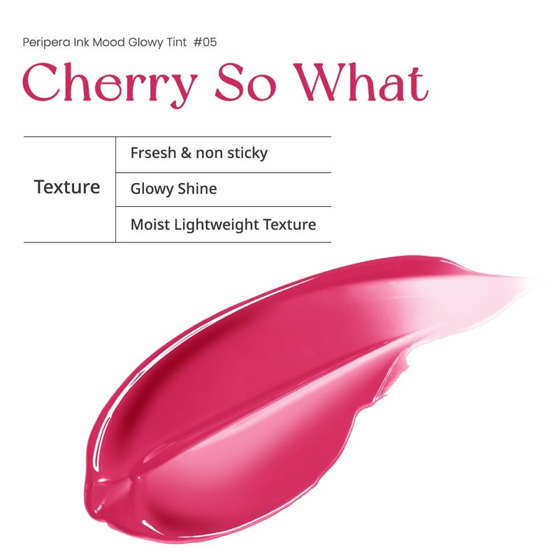 Peripera Ink Mood Glowy Tint | Lip-Plumping, Naturally Moisturizing, Lightweight, Glow-Boosting, Long-Lasting, Comfortable, Non-Sticky, No White Film (05 CHERRY SO WHAT) - Image 4