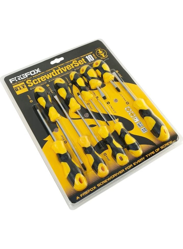 FREFOX Complete Screwdriver Kit 10-Piece Set by Frefox With Magnetized Tips 5x Star Type 5x Minus Type Screwdriver Set - Image 4