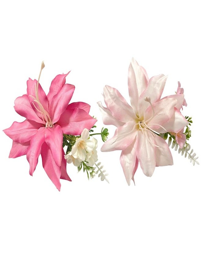 Quupy 2Pcs Bohemian Flower Hair Clips Artificial Tropical Flower Hair Clip Hawaiian Flower Hairpin Hair Style Accessories for Women Girls Wedding Party Holiday - Image 1