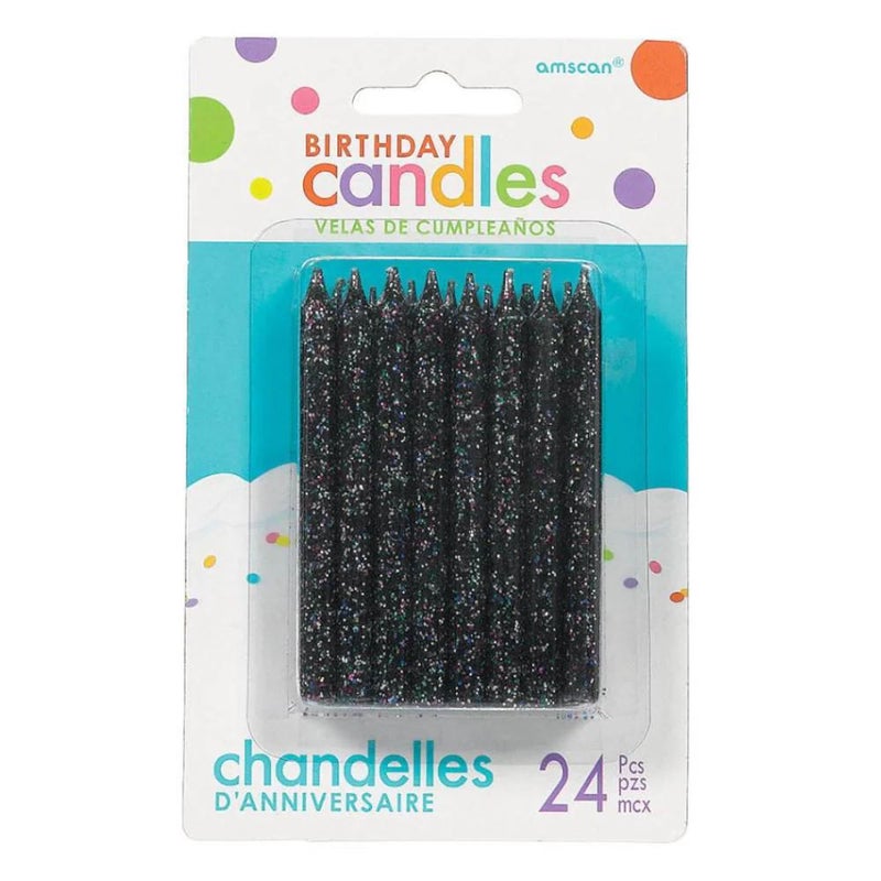 Amscan Large 3.25 Black Spiral Candle Sets (24) Party Supplies, 3 Years - Image 2