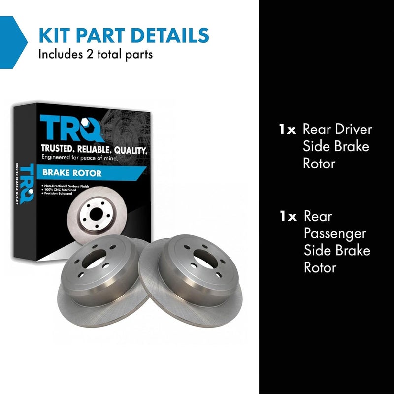 TRQ Rear Brake Rotors Set Solid Compatible with 2007-2011 Dodge Nitro 2008-2012 Jeep Liberty - Image 2