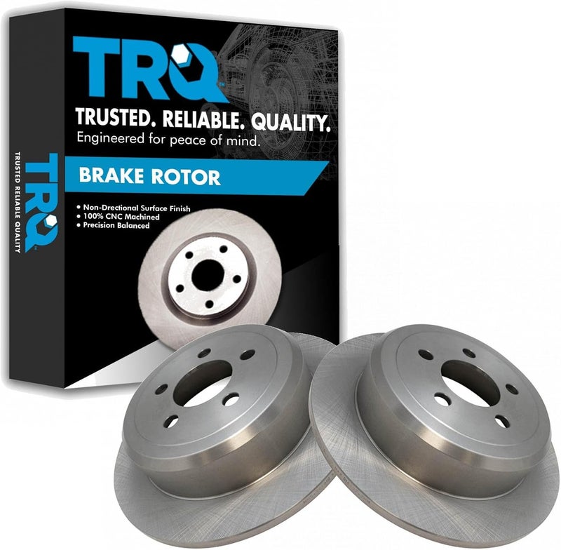 TRQ Rear Brake Rotors Set Solid Compatible with 2007-2011 Dodge Nitro 2008-2012 Jeep Liberty - Image 1