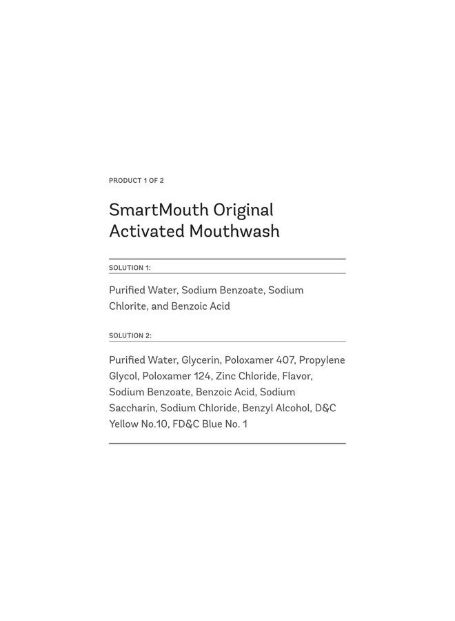 SmartMouth Premium Zinc Ion Toothpaste & Original Activated Mouthwash Combo - Whitening Toothpaste with Fluoride (Mild Mint Flavor) & Adult Mouthwash for Bad Breath (Fresh Mint Flavor) - Image 2