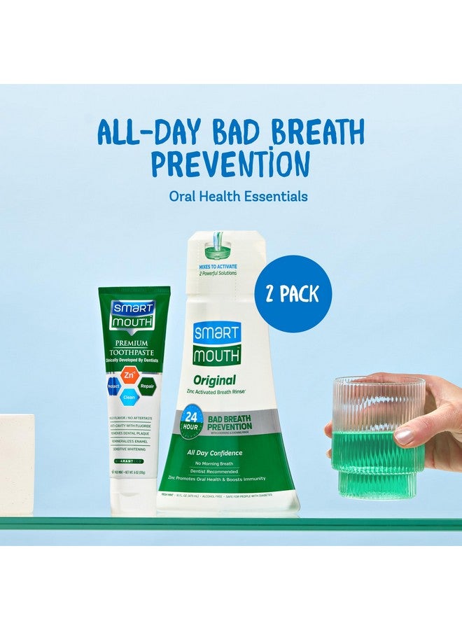 SmartMouth Premium Zinc Ion Toothpaste & Original Activated Mouthwash Combo - Whitening Toothpaste with Fluoride (Mild Mint Flavor) & Adult Mouthwash for Bad Breath (Fresh Mint Flavor) - Image 3