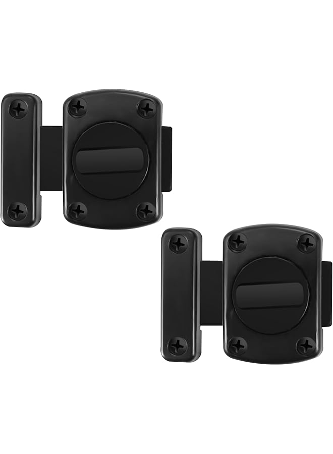 promass Door Locks Bolts, 2 Pack Rotate Bolt Latch, Door Latch, Bathroom Door Lock, Black Bathroom Lock, Stainless Steel Door Lock, Applicable to Various Doors, Black - Image 1