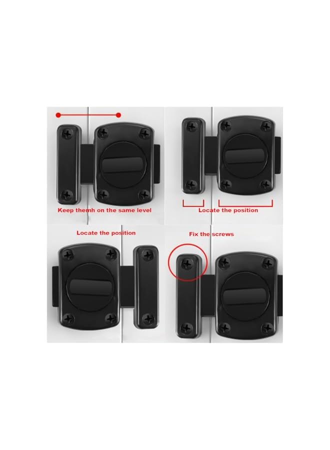 promass Door Locks Bolts, 2 Pack Rotate Bolt Latch, Door Latch, Bathroom Door Lock, Black Bathroom Lock, Stainless Steel Door Lock, Applicable to Various Doors, Black - Image 3