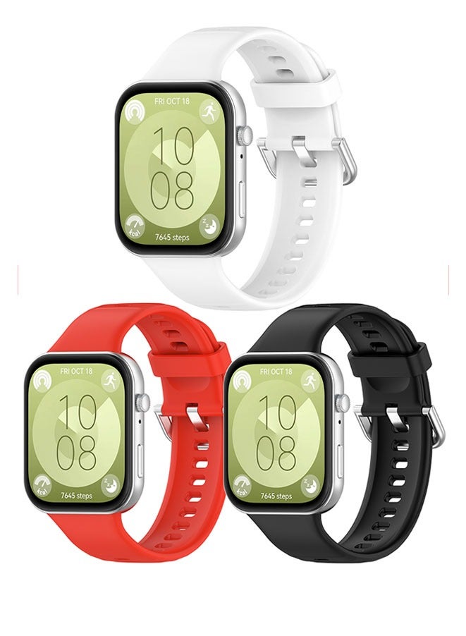 3 Piece Huawei Watch Fit 3 (2024) Silica Gel Replacement Band Huawei Watch Fit 3 (2024) 24mm Sport Silicone Strap  - Image 1