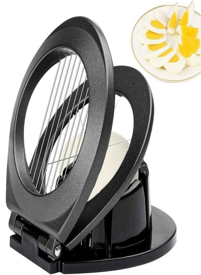 BIBURY Egg Slicer, BIBURY Egg Slicer for Hard Boiled Eggs, Egg Cutter Heavy Duty Aluminium for Egg Strawberry Mushroom Soft Fruit, Stainless Steel Wire with 3 Slicing Styles - Grey - Image 1