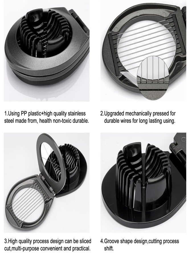 BIBURY Egg Slicer, BIBURY Egg Slicer for Hard Boiled Eggs, Egg Cutter Heavy Duty Aluminium for Egg Strawberry Mushroom Soft Fruit, Stainless Steel Wire with 3 Slicing Styles - Grey - Image 5