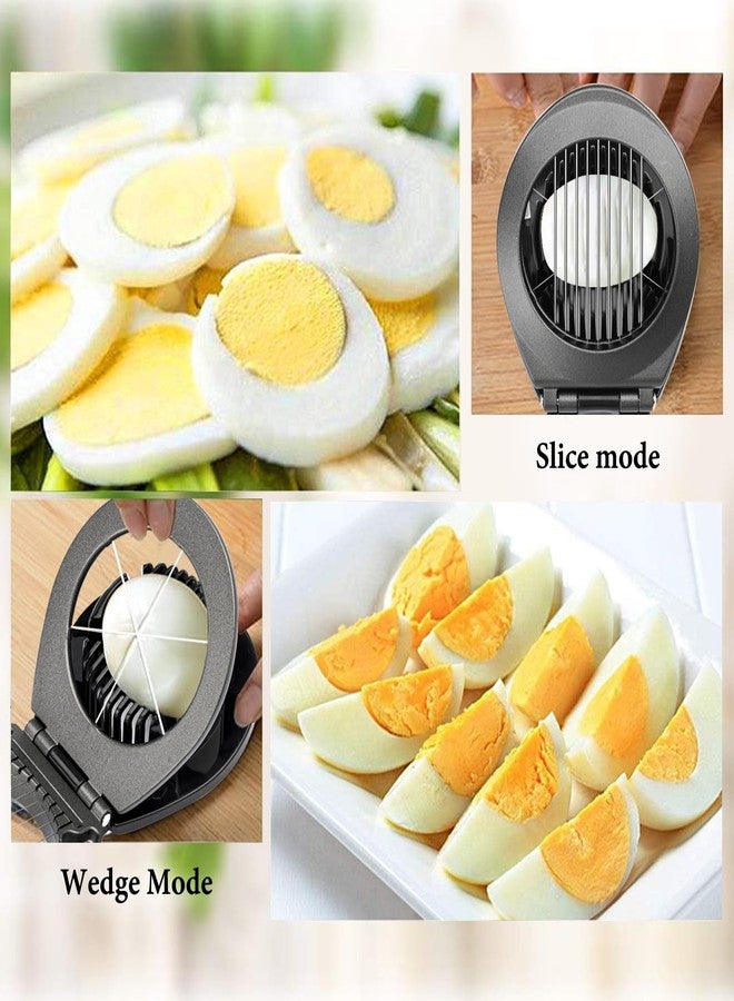 BIBURY Egg Slicer, BIBURY Egg Slicer for Hard Boiled Eggs, Egg Cutter Heavy Duty Aluminium for Egg Strawberry Mushroom Soft Fruit, Stainless Steel Wire with 3 Slicing Styles - Grey - Image 3