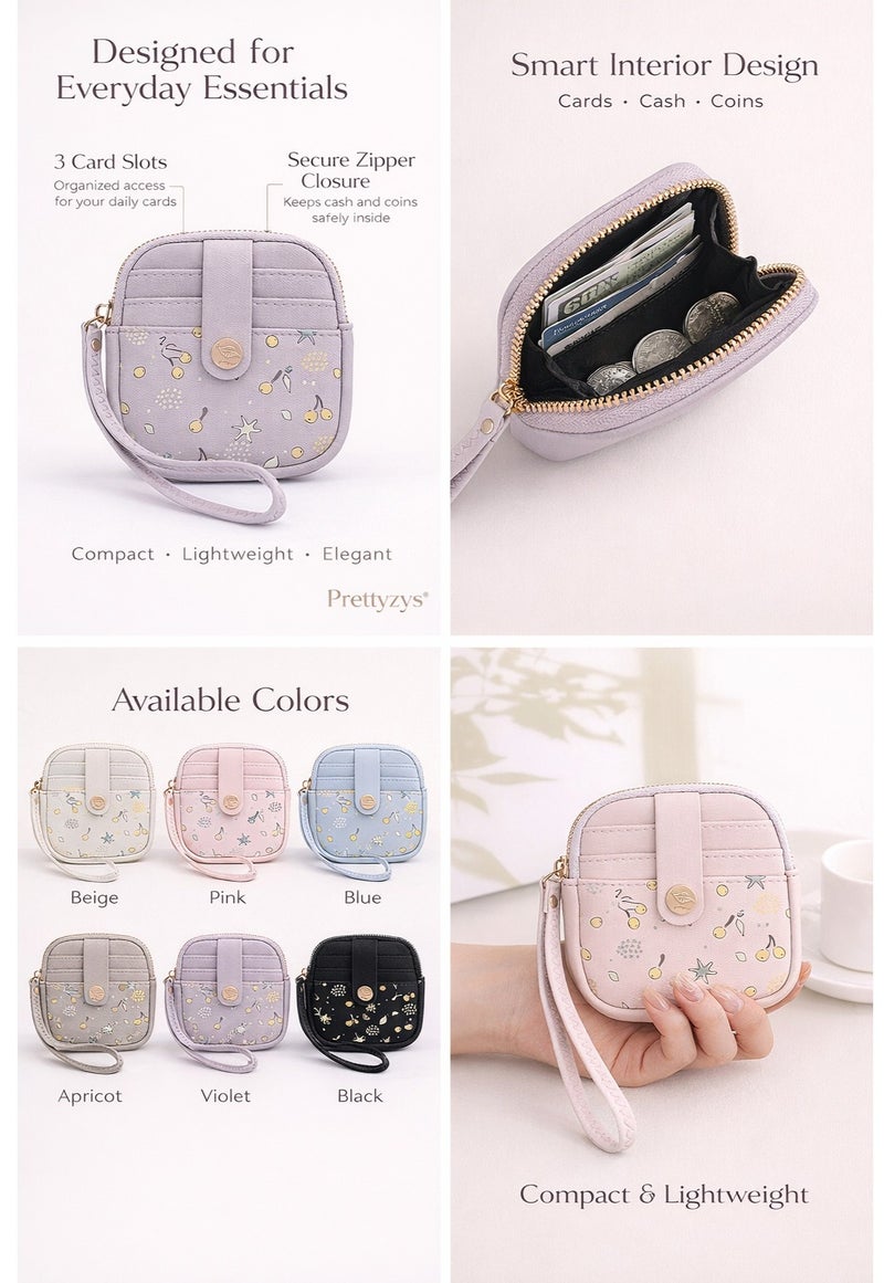 Prettyzys Compact Zipper Wallet with Wrist Strap – Mini Card & Coin Purse for Everyday Essentials - Image 3