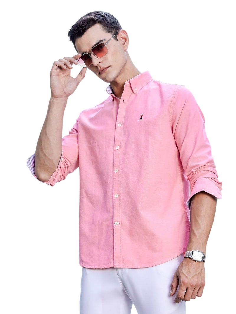 Thomas Scott Cricket Club 100% Cotton Long Sleeve Casual Shirts for Men ((XXL_Pink) - Image 1