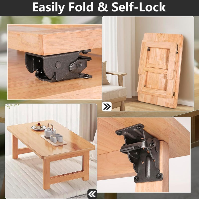 Spiglamm 8 Pack Folding Brackets, Self-Lock Hinge with Screws for Folding Table Legs, Lock Extension Support Bracket Bed Legs, Black - Image 4