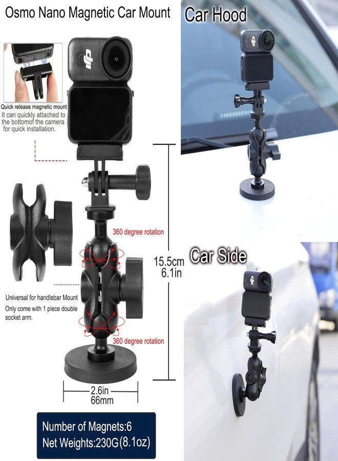 PellKing Accessories Kit for DJI Osmo Nano,Included Carrying Case with Belt,2 Pcs Metal 1/4" Adapter,Handlebar Clamp,Magnetic Mount,43in Selfie Stick,Chest Strap,Head Strap,Backpack Mount - Image 5