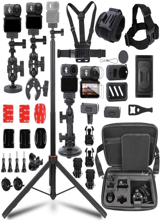 PellKing Accessories Kit for DJI Osmo Nano,Included Carrying Case with Belt,2 Pcs Metal 1/4" Adapter,Handlebar Clamp,Magnetic Mount,43in Selfie Stick,Chest Strap,Head Strap,Backpack Mount - Image 1