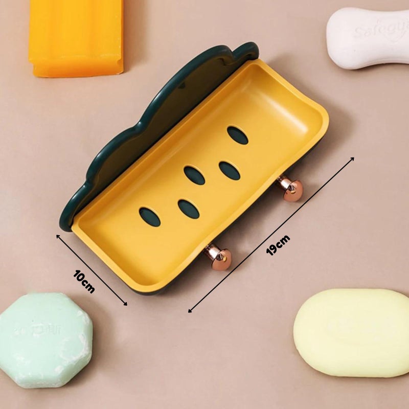 Cyrox Soap Holder Soap Dish Stand for Bathroom, Non-Drill Self Adhesive Soap Bar Case for Bathroom, Durable Wall Mount Soap Dish with Removable Drain Tray (1Pcs) - Image 2