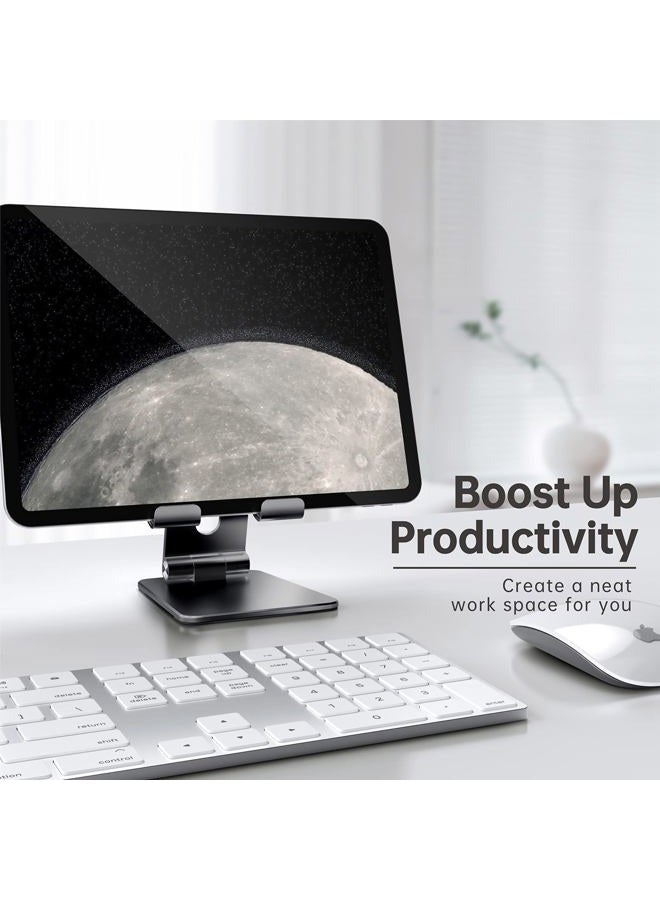 TOPGO Cell Phone Stand, [Stable & Height Adjustable] Foldable Cellphone Holder for Desk, Office Desktop, Bedside Table, Compatible with iPhone 14/Smartphones/iPad Mini (Black) - Image 2