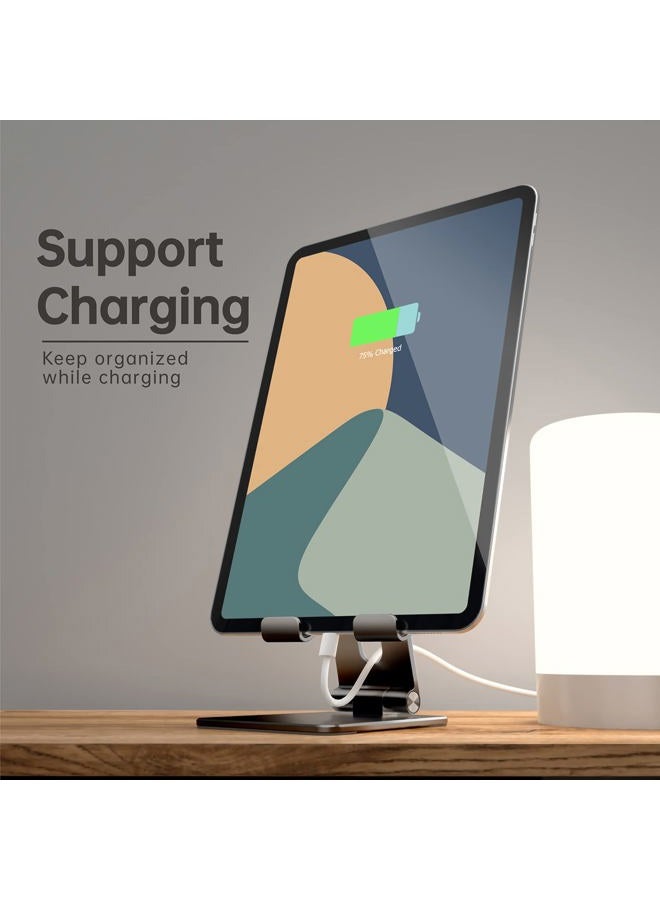 TOPGO Cell Phone Stand, [Stable & Height Adjustable] Foldable Cellphone Holder for Desk, Office Desktop, Bedside Table, Compatible with iPhone 14/Smartphones/iPad Mini (Black) - Image 5