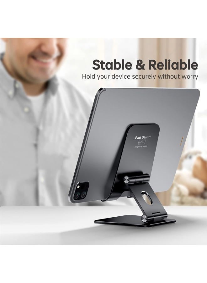 TOPGO Cell Phone Stand, [Stable & Height Adjustable] Foldable Cellphone Holder for Desk, Office Desktop, Bedside Table, Compatible with iPhone 14/Smartphones/iPad Mini (Black) - Image 4