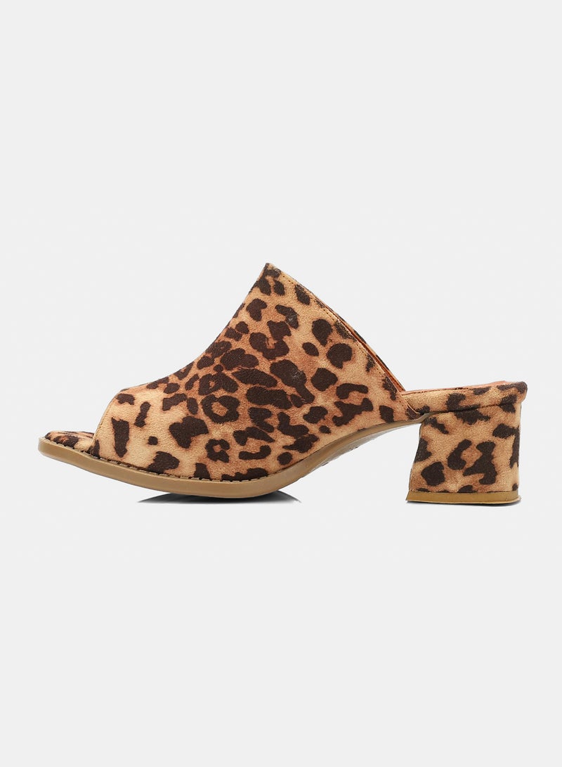 XO Style Women's High Heel Mule Sandals Elegant Pointed Toe, Faux Leather Texture 5CM