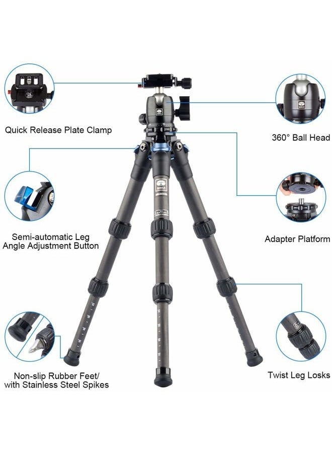 sirui Am2-Series Am-223 Profilegs Carbon Fiber Mini Tripod With B-00K Ball Head (Black) - Image 2
