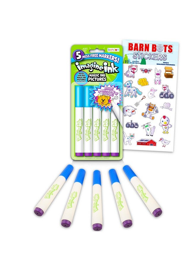 Bendon Imagine Ink Markers Replacement Bundle - 5 Pc Refill Set for Coloring Books for Kids With Stickers - Image 1