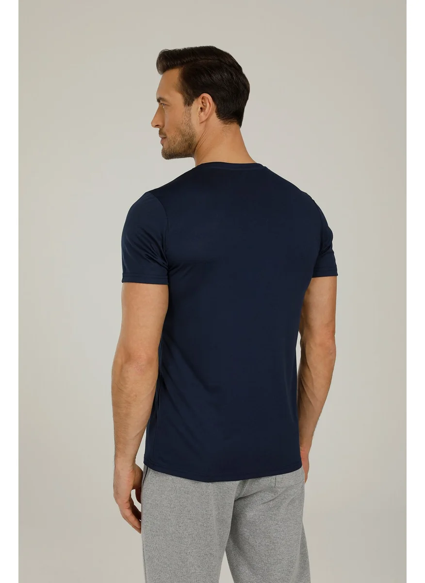 Kinetix SN222 Basic Pes V Neck T- Navy Blue Men's T-Shirt