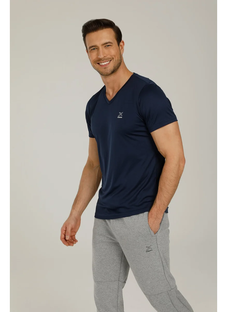 Kinetix SN222 Basic Pes V Neck T- Navy Blue Men's T-Shirt