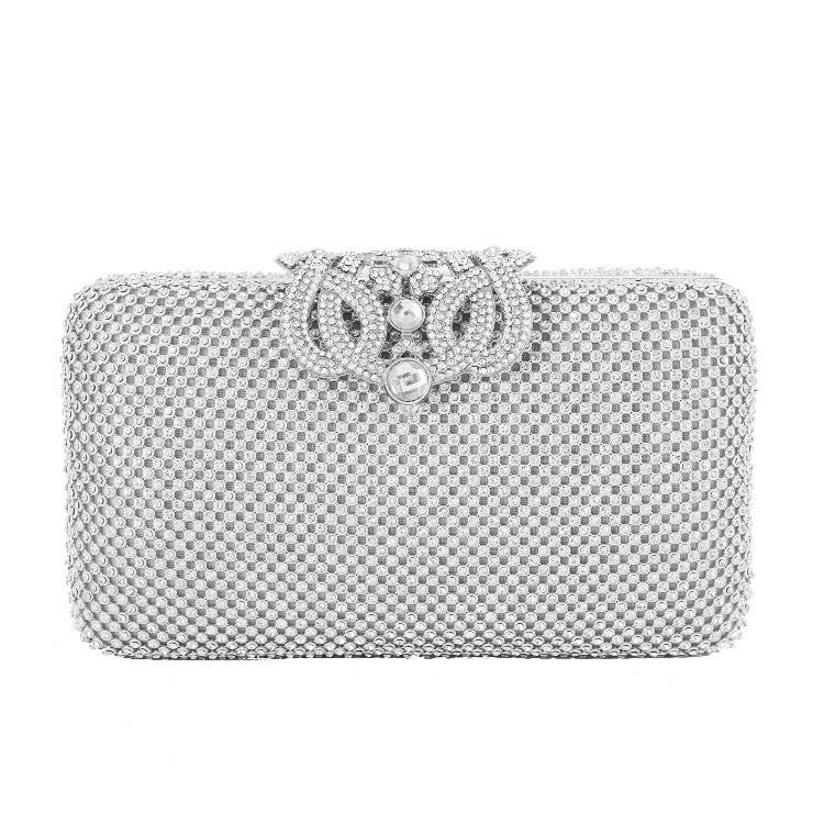 Evening bag European and American women's handbag diamond-encrusted banquet all-match clutch bag dress evening bag Gold - Image 4