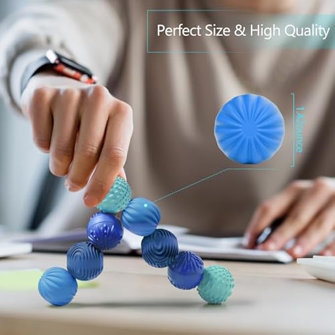 luckdoor Silicone Magnetic Balls Fidget Toys for Adults & Teens,8PCS Stress Relief Sensory Toys for Autism ADHD Anxiety,Fun Textures Gadgets,Office Desk Toy,Stocking Stuffers for Men Women Teen Gifts - Image 5