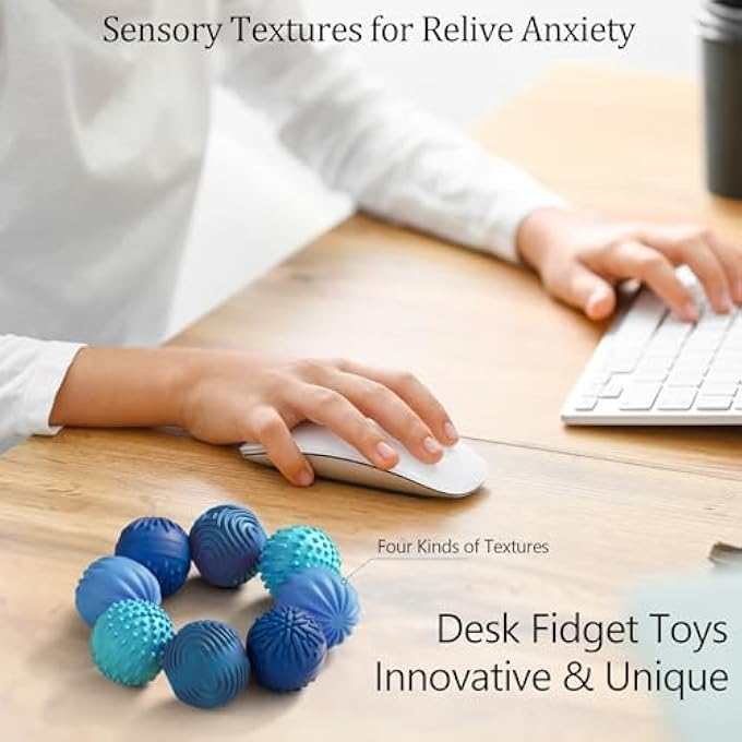 luckdoor Silicone Magnetic Balls Fidget Toys for Adults & Teens,8PCS Stress Relief Sensory Toys for Autism ADHD Anxiety,Fun Textures Gadgets,Office Desk Toy,Stocking Stuffers for Men Women Teen Gifts - Image 3