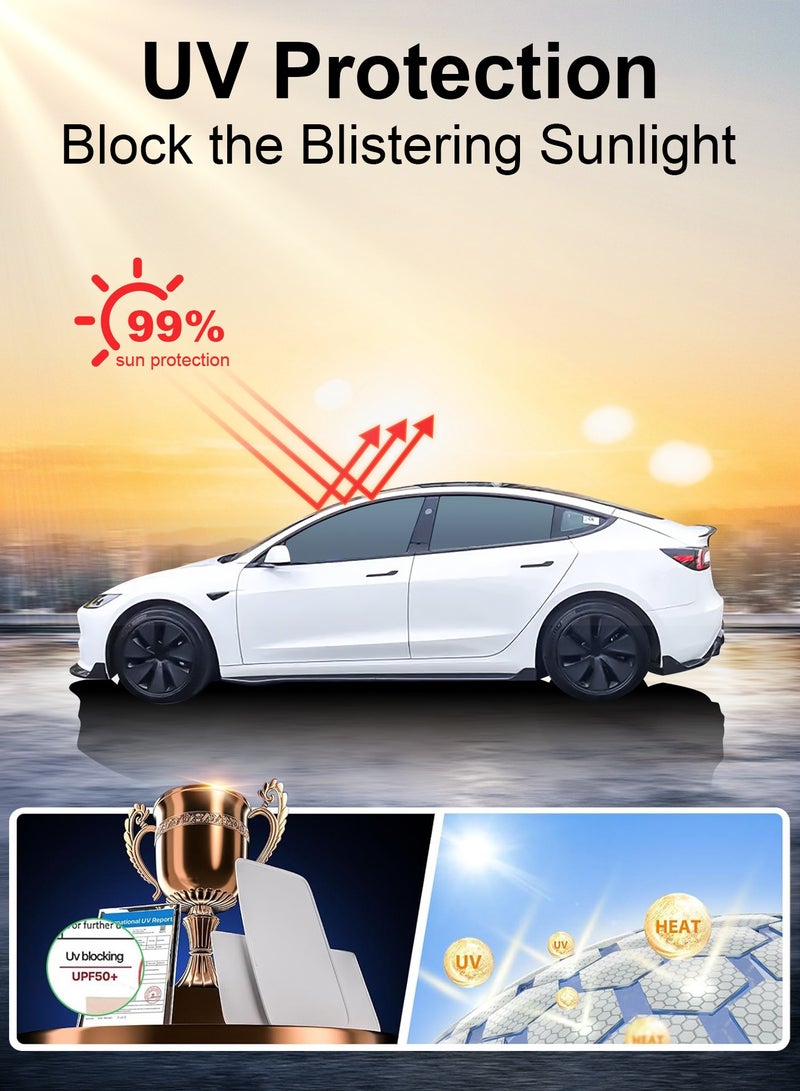 كيل › واقي سقف لسيارة تيسلا موديل 3 2021–2023، [بدون فراغات أو ترهل] عازل حراري وحماية من الأشعة فوق البنفسجية، واقي سقف بانوراما تيسلا موديل 3 - اكسسوارات تيسلا موديل 3 2021–2023 (أسود) - Image 2