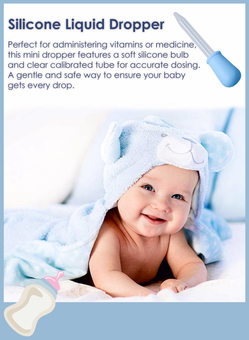 Premium 8 Piece Baby Feeding Gift Set Newborn Essentials with 250ml Feeding Bottle Silicone Nipple Pacifier Bottle Brushes Bib Liquid Dropper Soft Loofah and 3-Layer Milk Powder Dispenser Perfect Baby Shower Gift Christening for Boys and Girls - Image 5