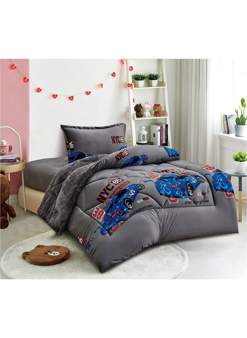 Ming Li A winter quilt set with children's drawings, consisting of 3 pieces, with fluffy filling/soft fur/Single Size