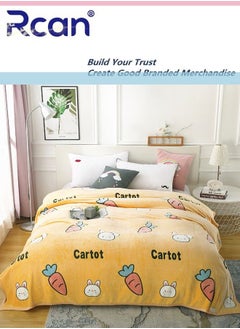 Rcan Bedding Soft Cartoon Print Plush Blanket Double Layer Thick Warm Wool Reversible Throw Air Conditioned Rooms Sofa Blanket Multifunctional Suitable for Bed Sofa Office and Travel All Seasons 59*78.7 In  - Image 1