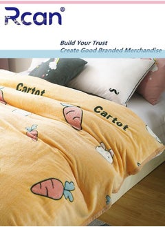 Rcan Bedding Soft Cartoon Print Plush Blanket Double Layer Thick Warm Wool Reversible Throw Air Conditioned Rooms Sofa Blanket Multifunctional Suitable for Bed Sofa Office and Travel All Seasons 59*78.7 In  - Image 2