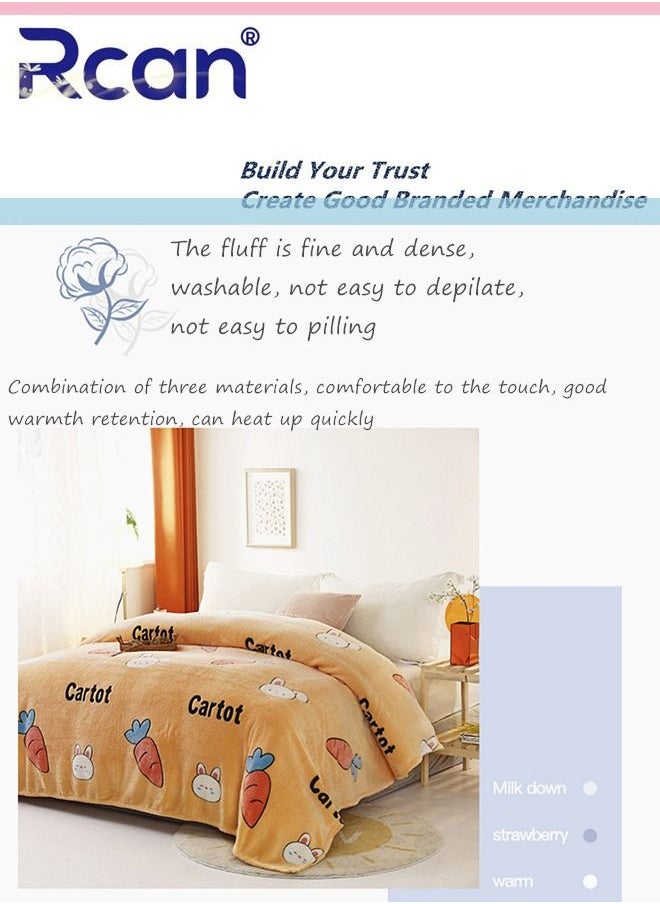 Rcan Bedding Soft Cartoon Print Plush Blanket Double Layer Thick Warm Wool Reversible Throw Air Conditioned Rooms Sofa Blanket Multifunctional Suitable for Bed Sofa Office and Travel All Seasons 59*78.7 In  - Image 4