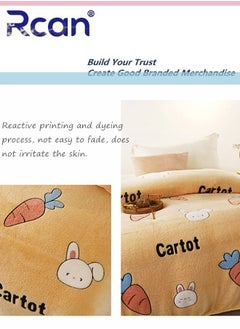 Rcan Bedding Soft Cartoon Print Plush Blanket Double Layer Thick Warm Wool Reversible Throw Air Conditioned Rooms Sofa Blanket Multifunctional Suitable for Bed Sofa Office and Travel All Seasons 59*78.7 In  - Image 3
