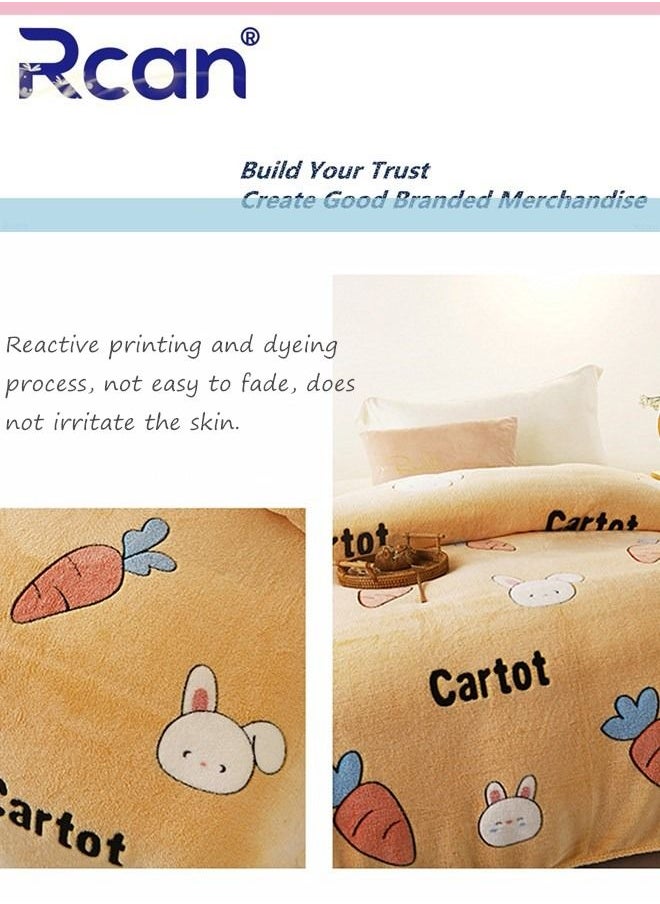 Rcan Bedding Soft Cartoon Print Plush Blanket Double Layer Thick Warm Wool Reversible Throw Air Conditioned Rooms Sofa Blanket Multifunctional Suitable for Bed Sofa Office and Travel All Seasons 59*78.7 In  - Image 3