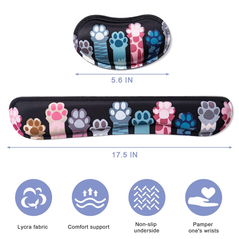 Hoewina Keyboard Wrist Rest,Ergonomic Wrist Rest,Superfine Fabric and Gel Memory Foam Wrist Pad for Computer Keyboard for Easy Typing & Pain Relief, Suitable for Office, Family, Outdoor, Cat Paw Style - Image 2