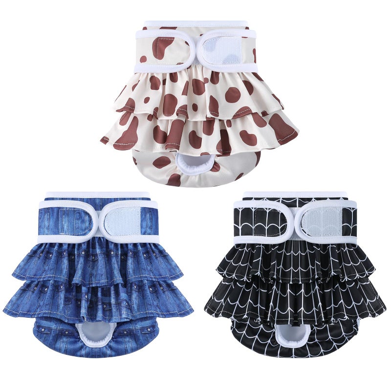 Mengelina Reusable Dog Diapers Female 3 Pack Doggie Diapers for Period Heat Incontinence Puppy Training (Medium, Animal Print) - Image 1