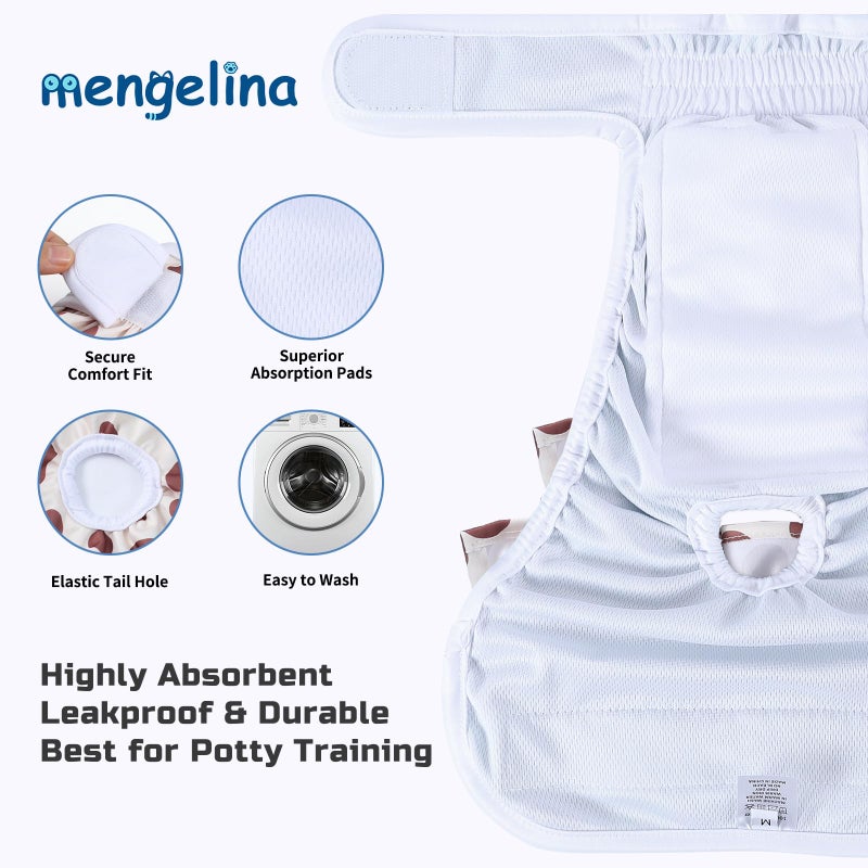 Mengelina Reusable Dog Diapers Female 3 Pack Doggie Diapers for Period Heat Incontinence Puppy Training (Medium, Animal Print) - Image 3