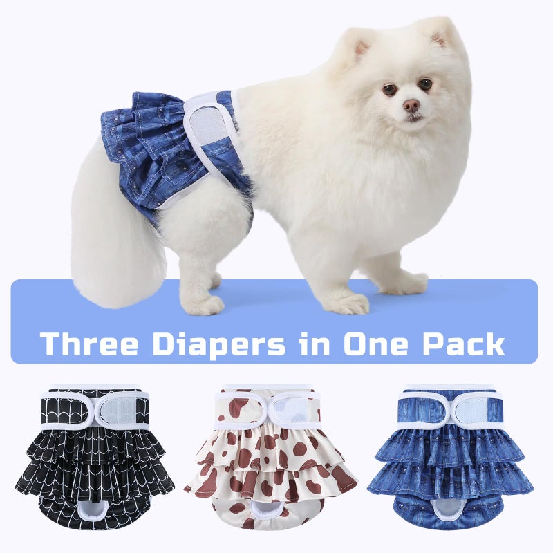Mengelina Reusable Dog Diapers Female 3 Pack Doggie Diapers for Period Heat Incontinence Puppy Training (Medium, Animal Print) - Image 4